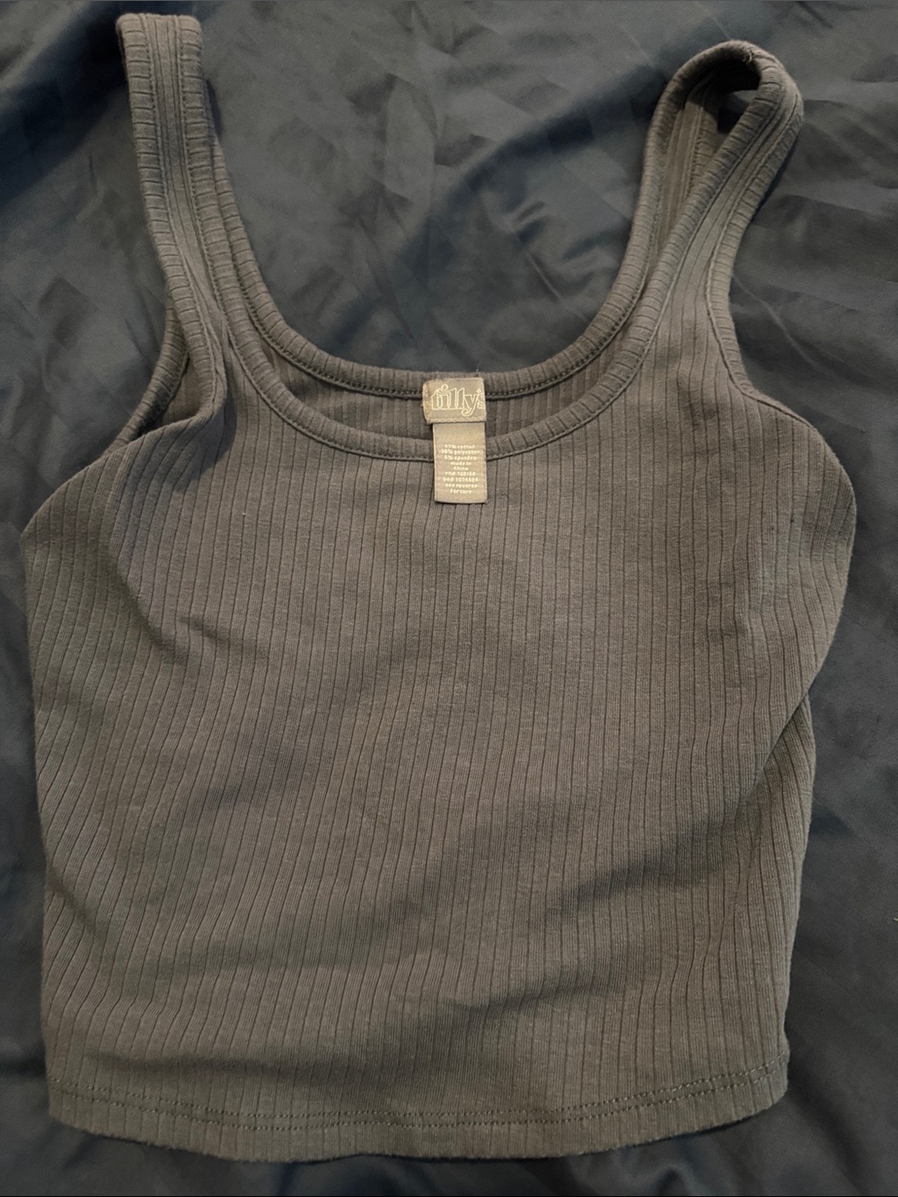 Tilly's Ribbed Tank Crop Top — Charcoal
